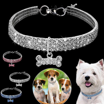 Rhinestone Dog Collar with Leash for Small to Medium Dogs and Cats