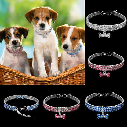 Rhinestone Dog Collar with Leash for Small to Medium Dogs and Cats