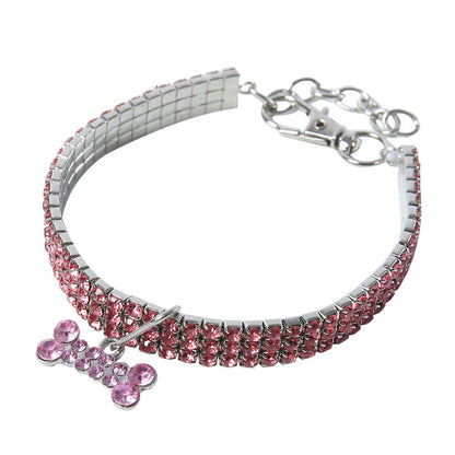 Rhinestone Dog Collar with Leash for Small to Medium Dogs and Cats