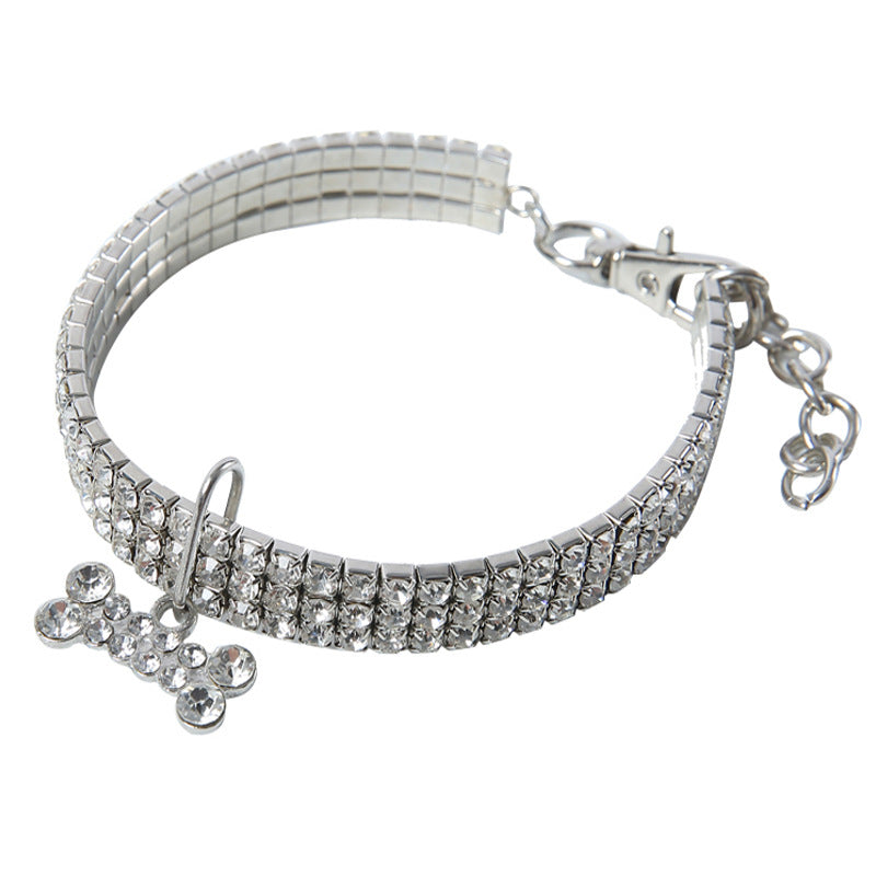 Rhinestone Dog Collar with Leash for Small to Medium Dogs and Cats