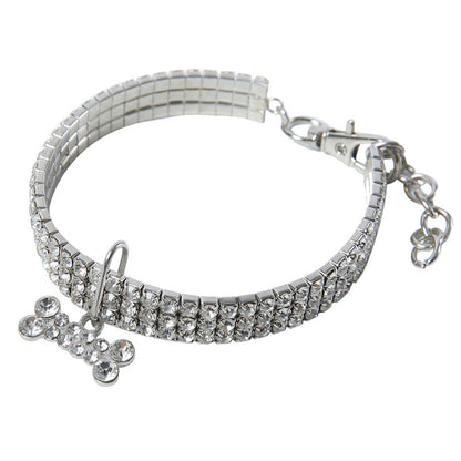 Rhinestone Dog Collar with Leash for Small to Medium Dogs and Cats