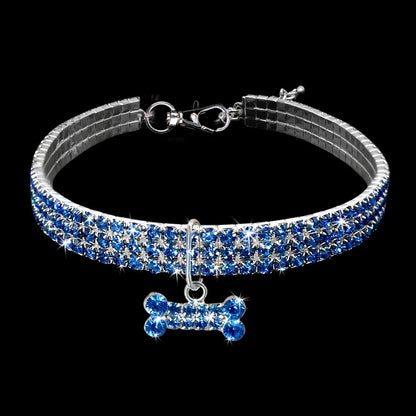 Rhinestone Dog Collar with Leash for Small to Medium Dogs and Cats
