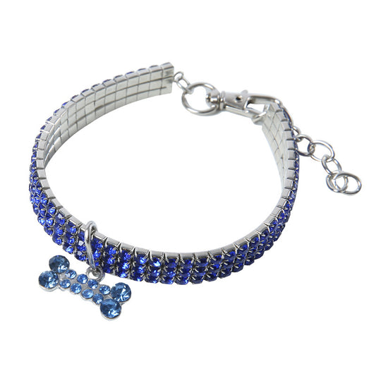 Rhinestone Dog Collar with Leash for Small to Medium Dogs and Cats